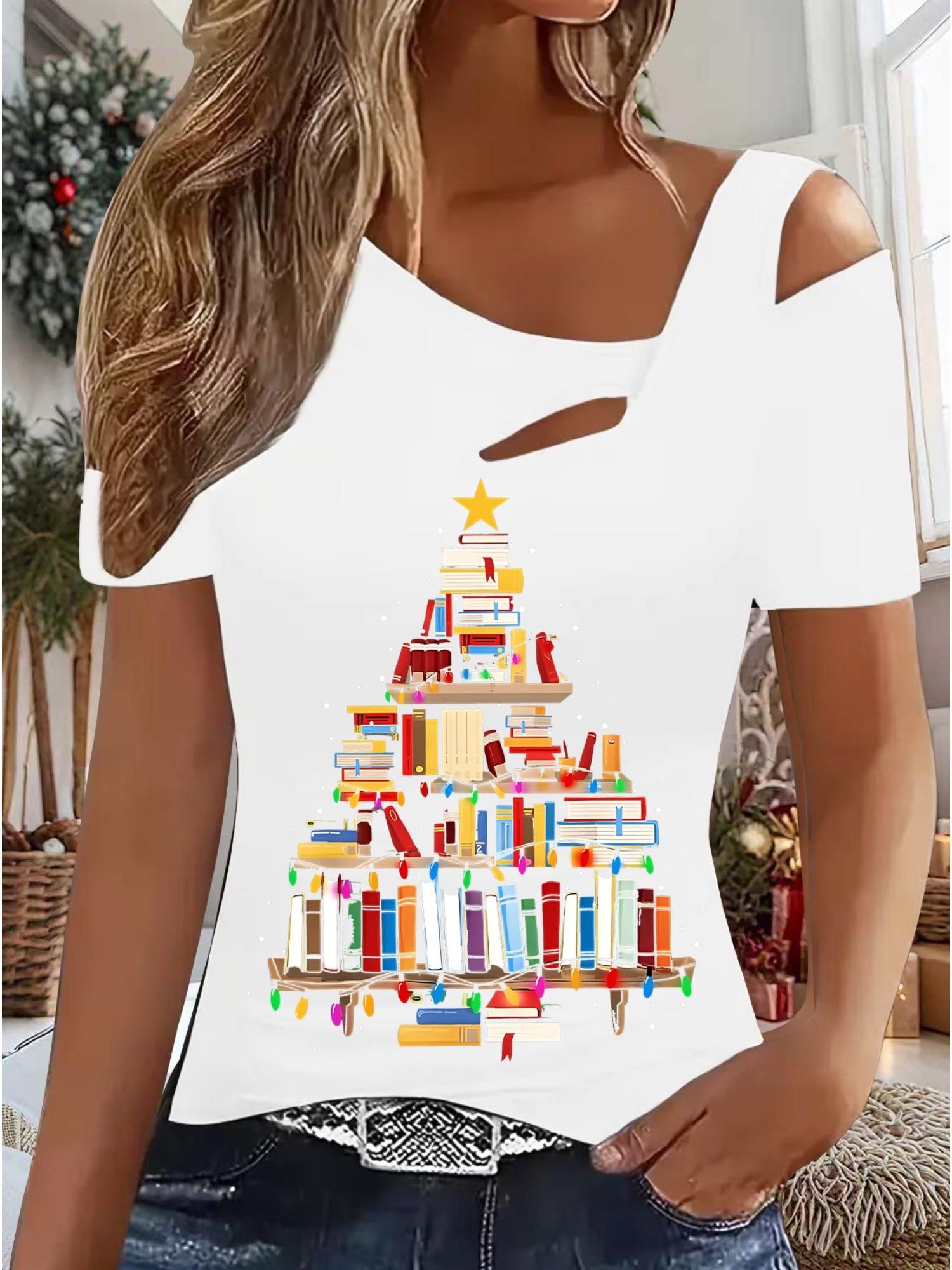 

Женский Новый Повседневный Топ Рождество Хэллоуин Рождественский Подарок Топы Рубашка Блузка XXL белый