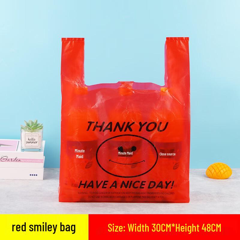 Red Thickened Vest-Style Plastic Shopping Bags