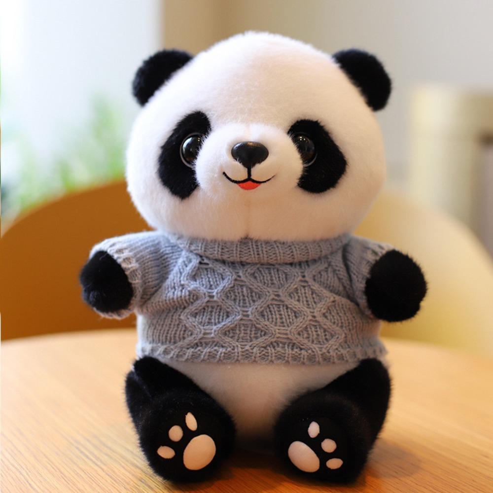 Cute sweater giant panda plush toy wholesale panda base Sichuan souvenir eight inch grab machine doll
