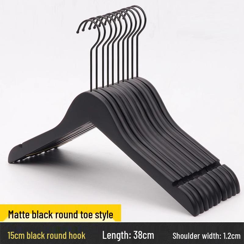 Women's Clothing & Children's Store Non-slip Solid Wood Hangers - Pure Black Trouser & Clothes Hangers