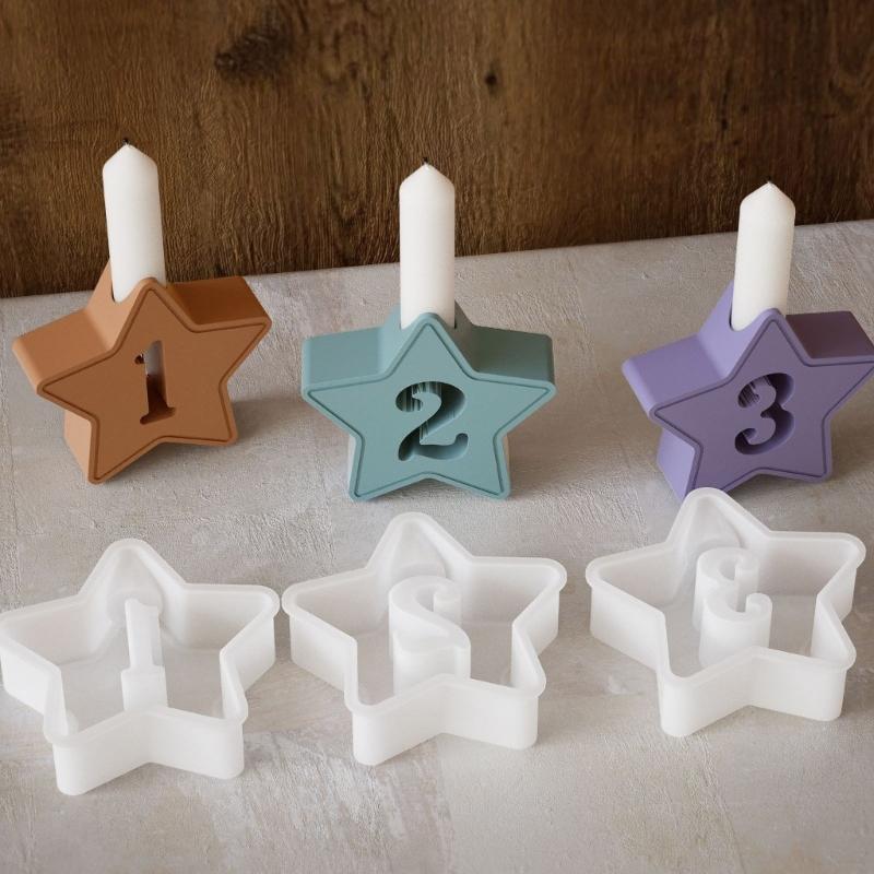 4pcs Creative Flexible Silicone Mold for Number Candle and Ambients Lights Decoration for Birthdays and Celebrations