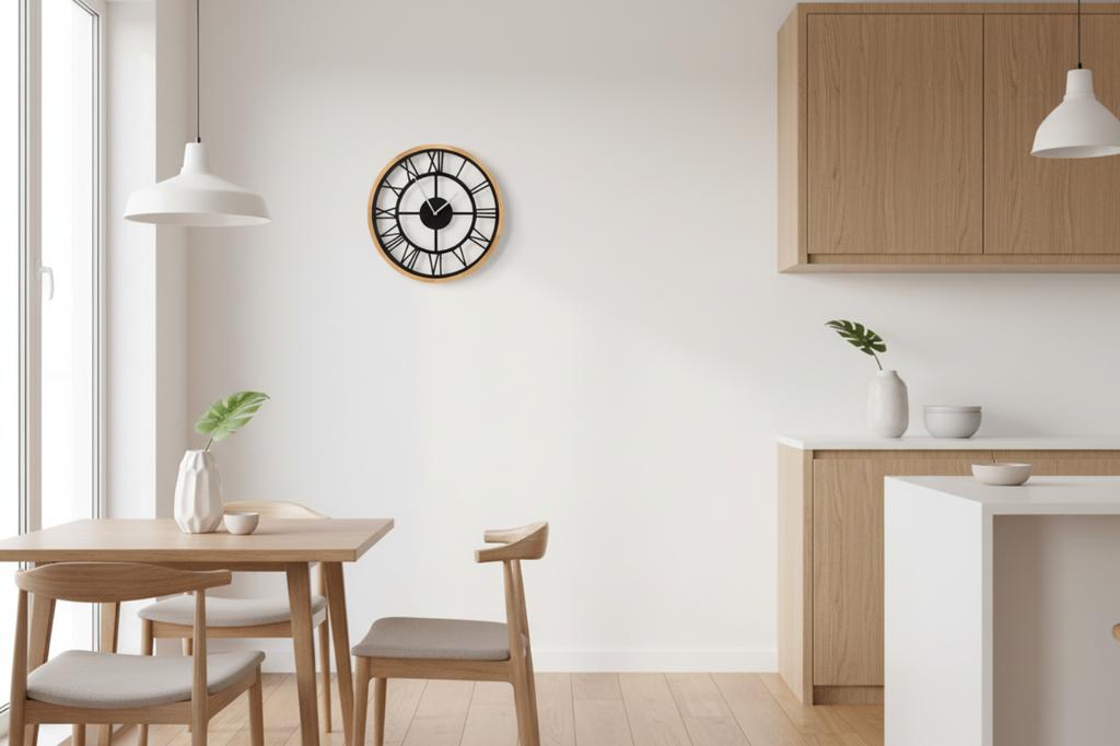 LEJA Wall Clock 47cm Wooden OAK Premium
