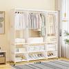3 Row Clothes Rack Floor Dustproof Hanging Clothes Hanger Large Capacity Garment Drying Rack Storage Shelf Bedroom Furniture