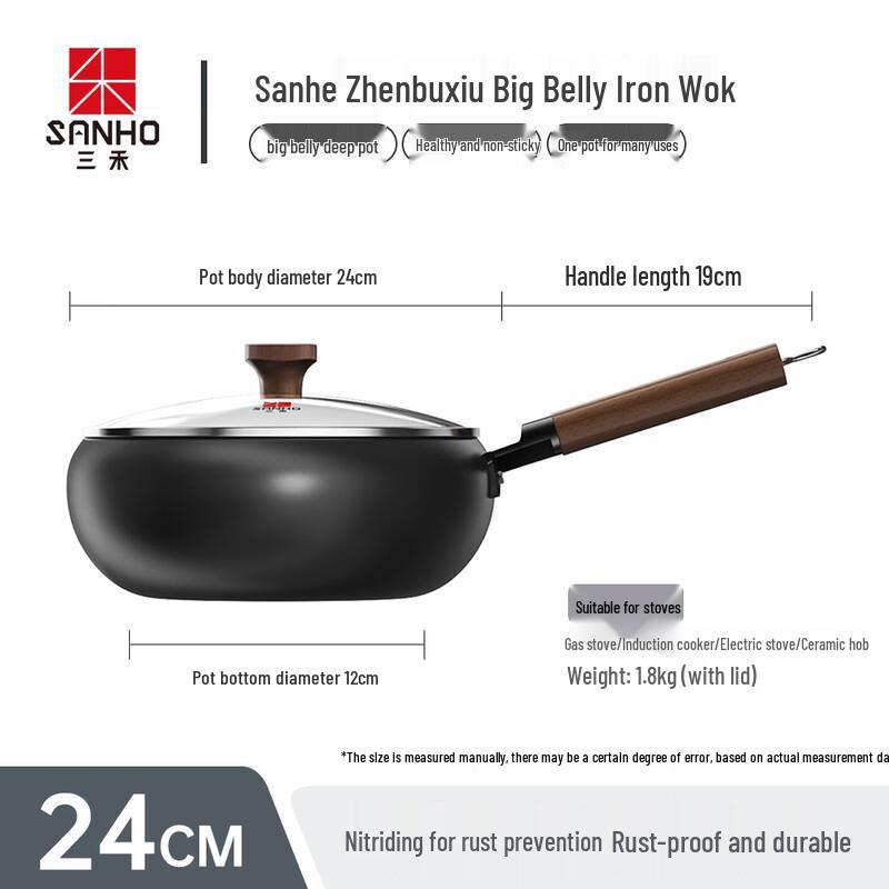 Sanhe TC24P10 Fine Iron Non-Stick Wok