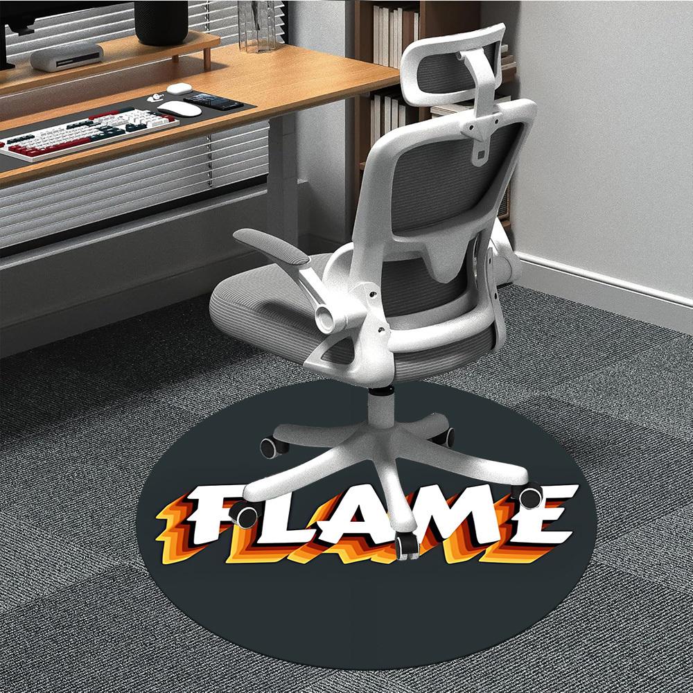 1pc Flame Office Round Rug, Non-slip, Soft and Durable Office Rug for Interior Decoration, Perfect for Office,Decoration Yy260204087