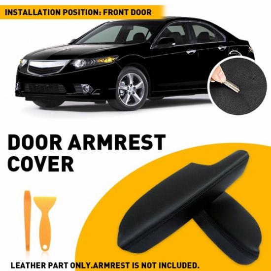 2 For 2009-2014 TSX Acura Leather Door Panel Armrest Cover Black Car Accessories