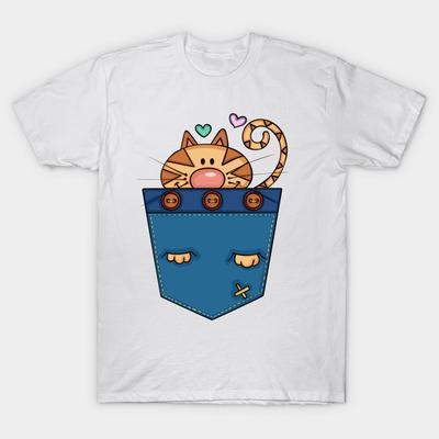 T Shirt Women Cat In The Pocket Harajuku Print Kawaii Tshirt Summer Short Sleeve Female T-Shirt Top Tee