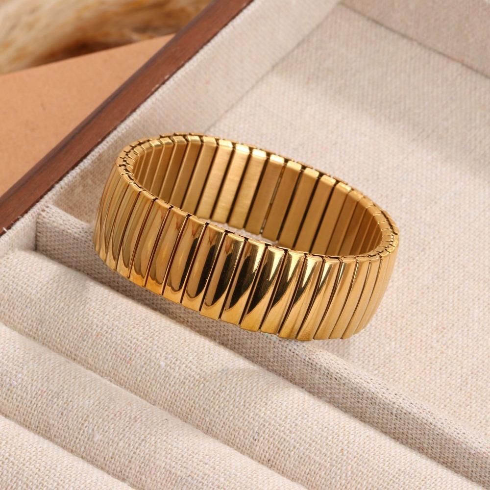 Hip Hop Stretch Uhrenarmband Armband Elastisch Vintage Armreif Titanstahl Handkette Unisex