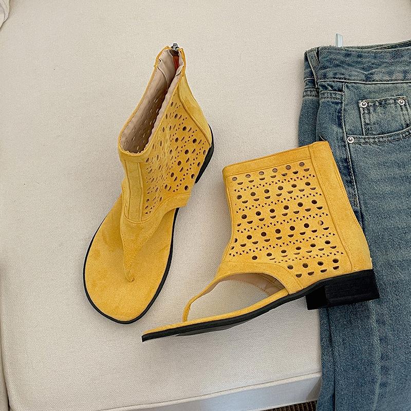 Clip Toe Women Sandals Boots Fashion Hollow Out Slip On Shoes Summers Street Style Ladies Low Heel Ankle Booties