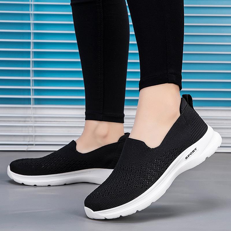 Fashion Women Comfortable Shoes Summer Flat Shoes Breathable Mesh Outdoor Walking Shoes Slip On Female Casual Sneaker Lightweight