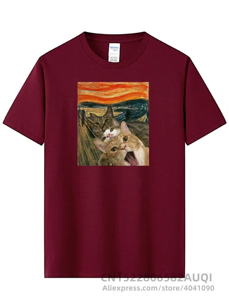 High Quality T-shirt 100% Cotton T Shirt Cat Pattern Printed T-shirt Casual Cool O-neck Tshirt Loose Male Tees Tops