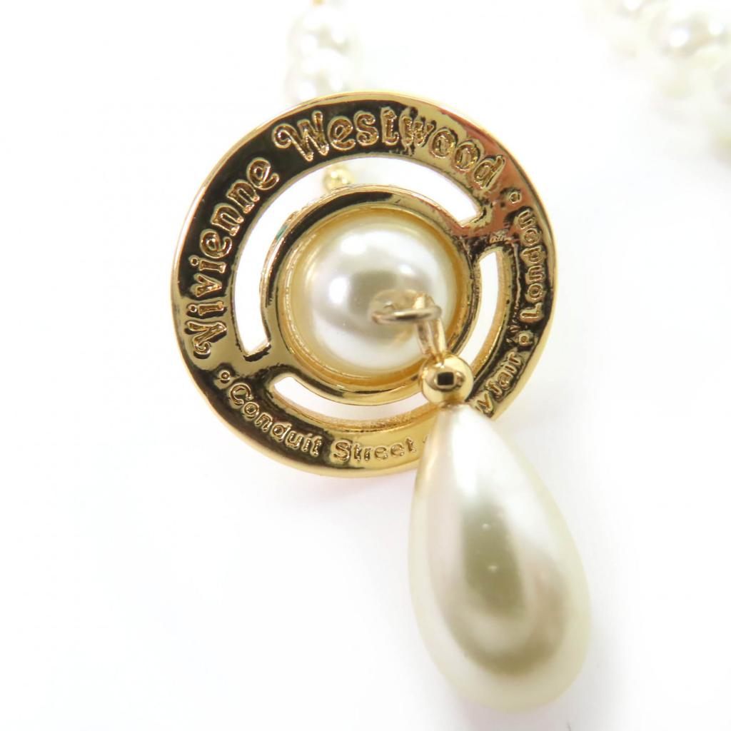 Grande Collana Vivienne Westwood Choker di Perle Rotte con Strass oro Usato