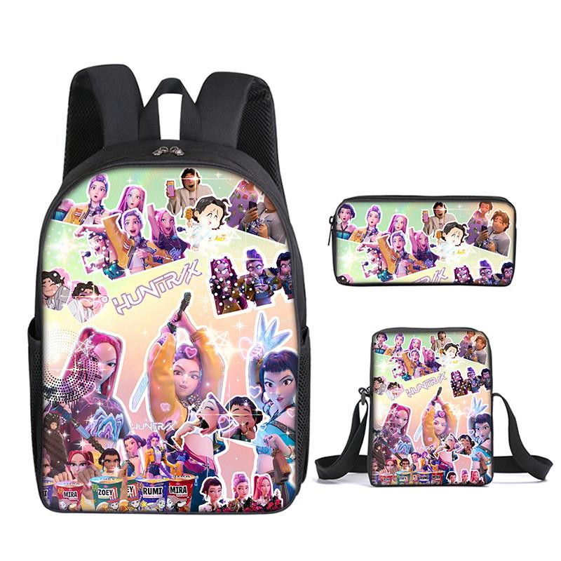 Kpop Demon Hunters School Backpack Set With Oxford Fabric And Air Cushion Straps For Students