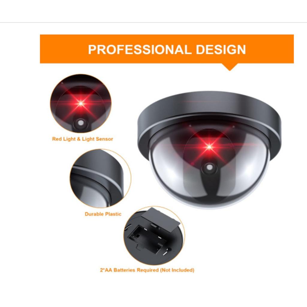 Fake Security Camera Dummy Dome CCTV With Blinking Red LED Light For Home Outdoor Indoor Black
