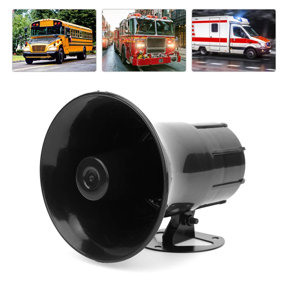 Car Fire Loudspeaker, Universal Car Alarm Horn Warning Siren 3 Tone Sound Automatic Megaphone Loudspeaker 115dB 50W