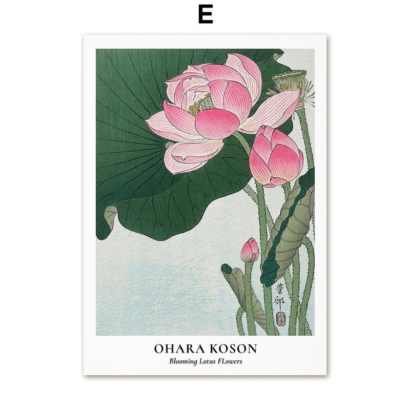 Hokusai Ohara Koson Japanese Art Poster Vintage Guest Room Home Bar Cafe Decoration Home Decoration Print Wall Poster Pictures