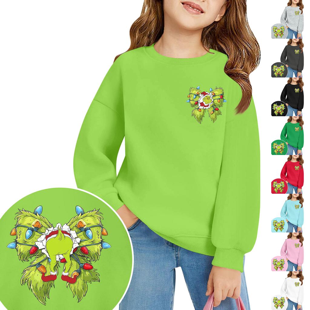 Kids' Long Sleeve Loose Pullover Letter Printed Round Neck Sweatshirt