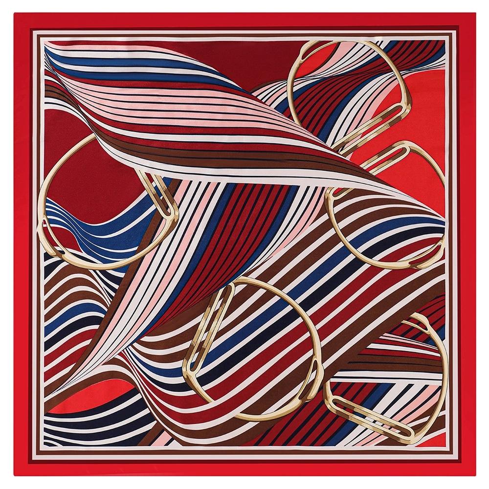 

90*90cm Women Geometric Stripes Printed Small Square Scarf Foulard Hijabs For Tourist 90x90cm