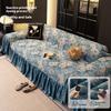 Sofa Cover Ruffle Blue Reversible Thick 2/3/4 Seater Couch All Season Stretchable Slipcover Protector Living Room Couch Blanket