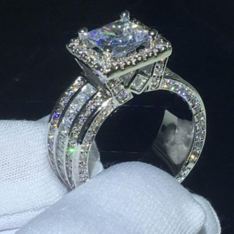 New Square-shaped Imitation Zirconia Set Ring - Fashionable Engagement Ring
