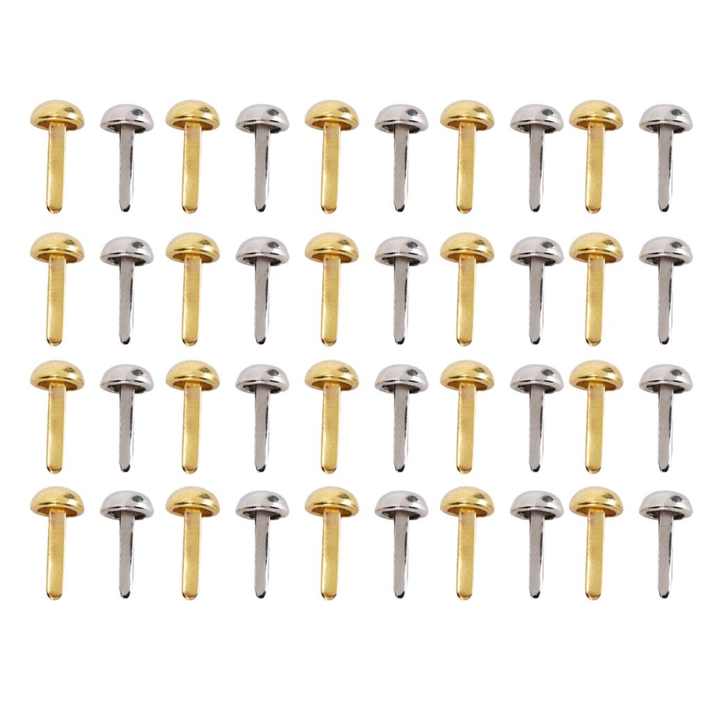 40 Pcs 6mm Mini Brads Gold Silver Electroplating Round Brass Metal Paper Fasteners Brads for DIY Craft Scrapbooking