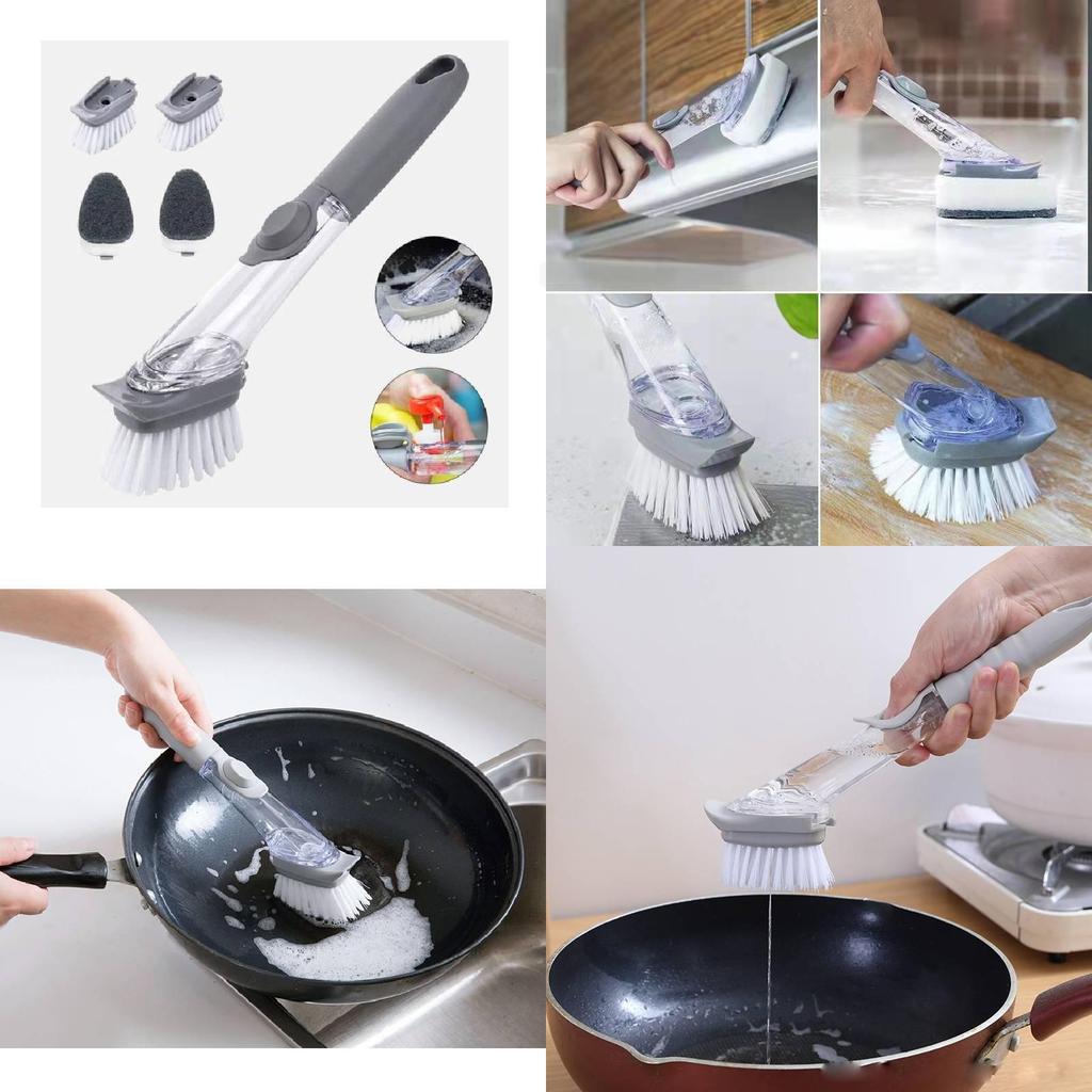 Versatile Automatic Liquid Release Long Handle Kitchen Brush With Non-stick Design Ideal For Pots And Pans