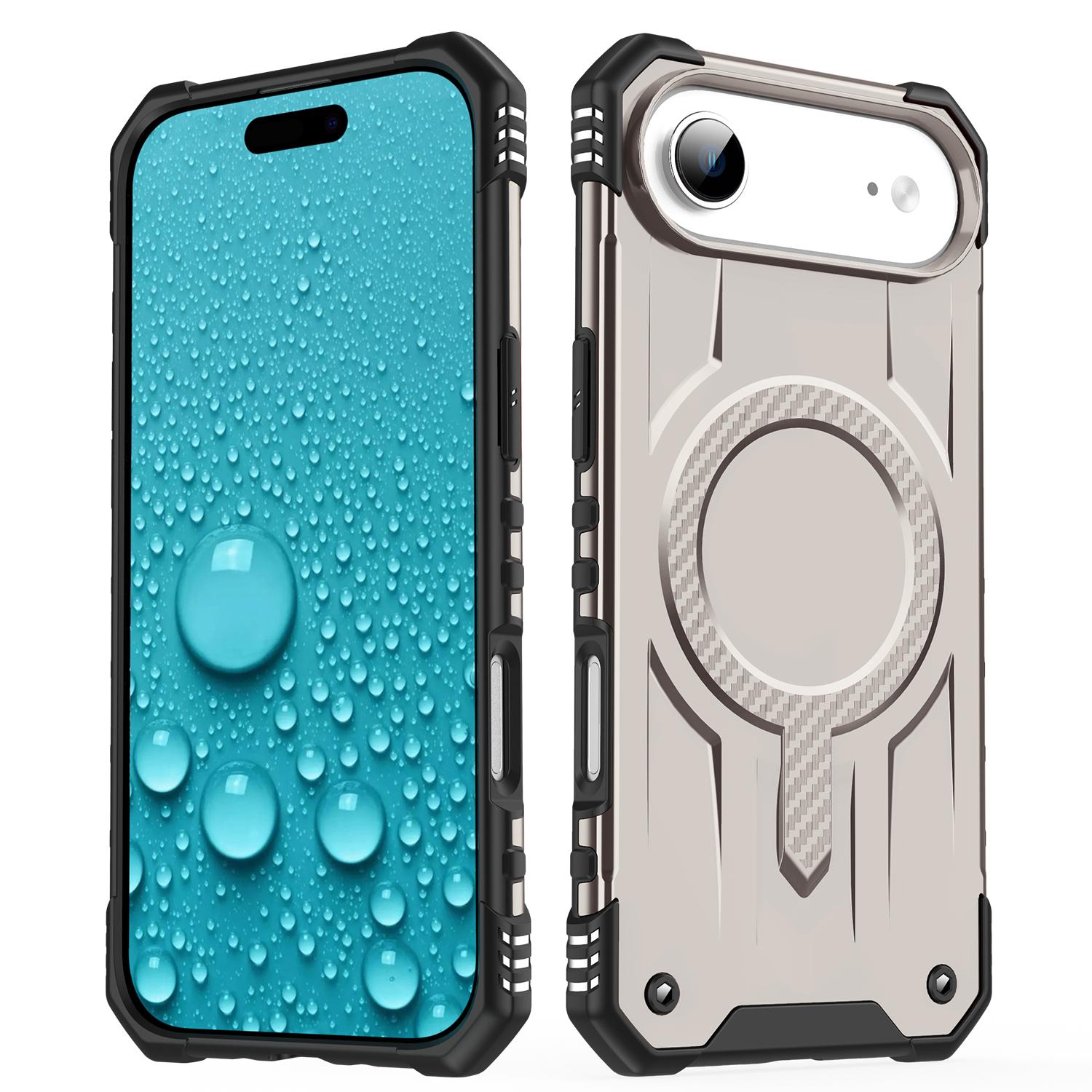 

For iPhone 17 Air Case Compatible with MagSafe Four Corner Airbags PC+TPU Phone Cover Gold