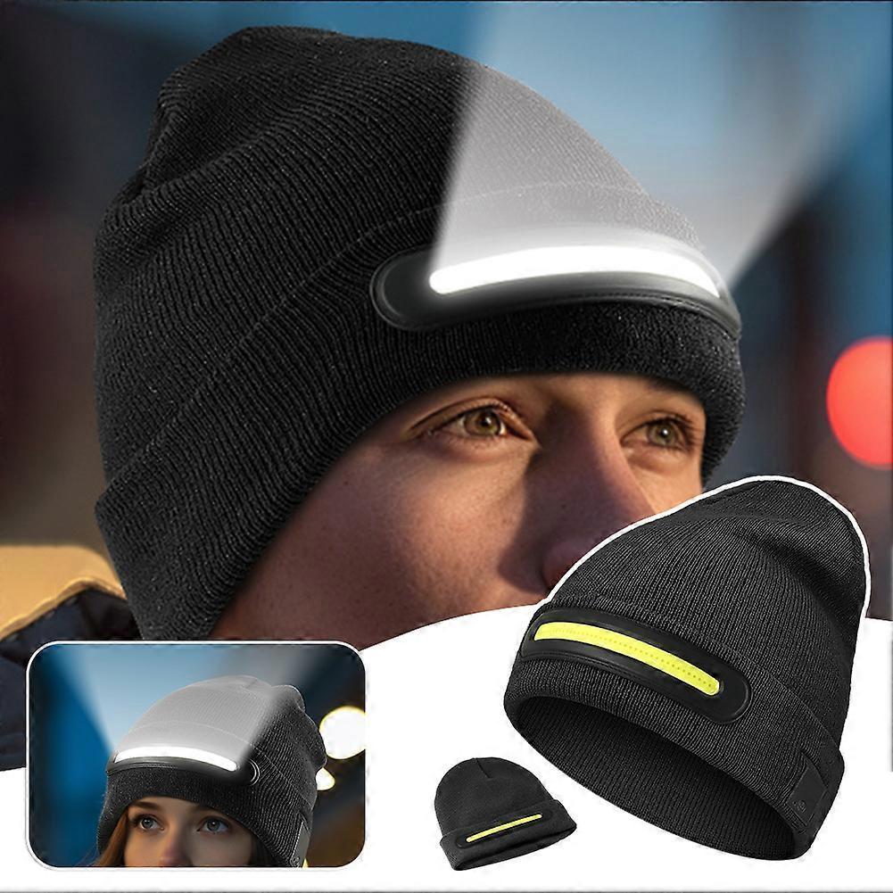 Unisex LED Beanie Hat – Rechargeable Headlamp with Wide Beam Light for Men Women