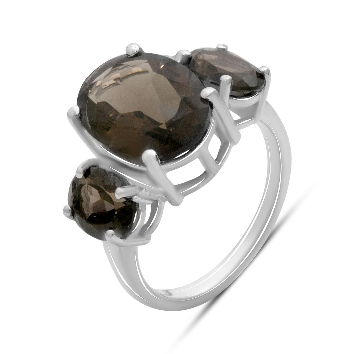 

Silver ring with natural rauchtopaz (smoky quartz) 7.29ct, cubic zirconia, product weight 5.02g (2180487) 17.5 смокі топазу кольору