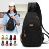 Bolsa Transversal com Múltiplos Bolsos, Mochila de Peito Impermeável com Alça Ajustável para Homens Mulheres Viagem ao Ar Livre, Bolsa de Ombro Color Block