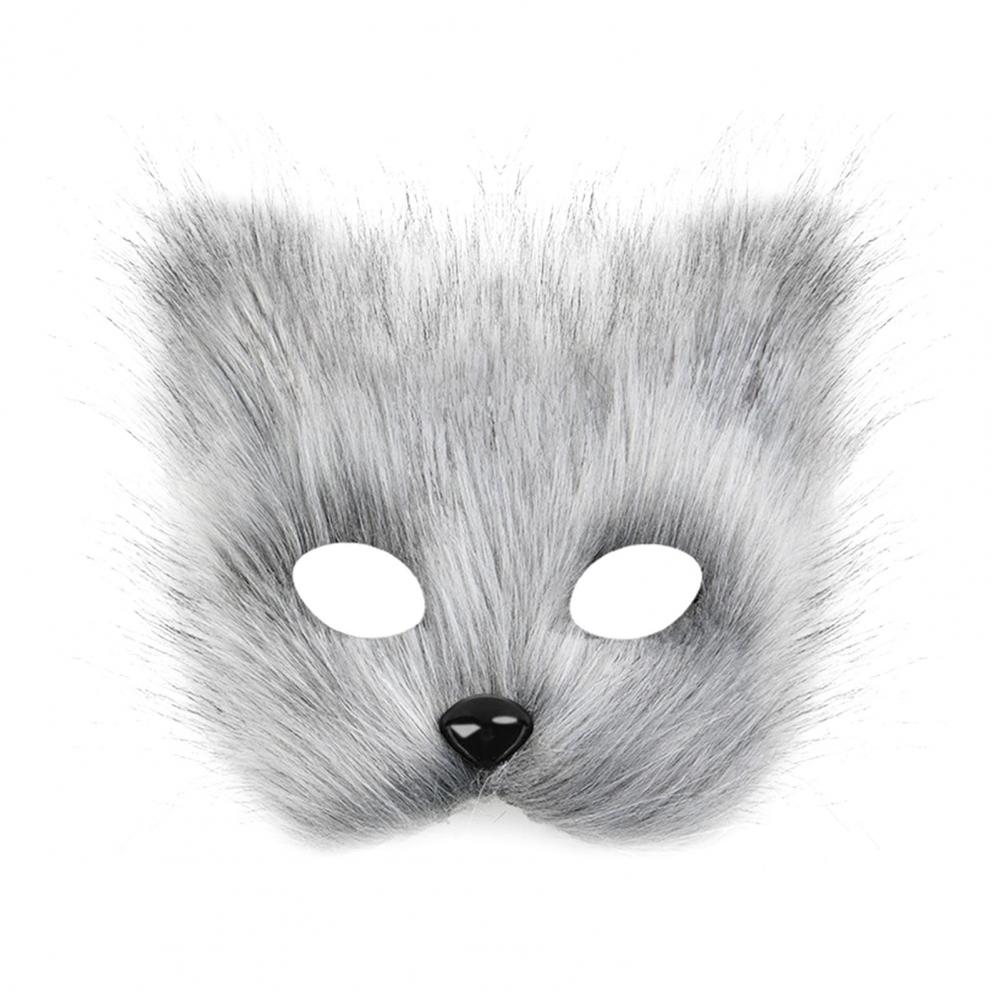 Plush Fox Cosplay Mask, Fluffy Fox Tail, Cosplay Costumes Props, Fuzzy Fox Mask for Costume Party Anime Convention