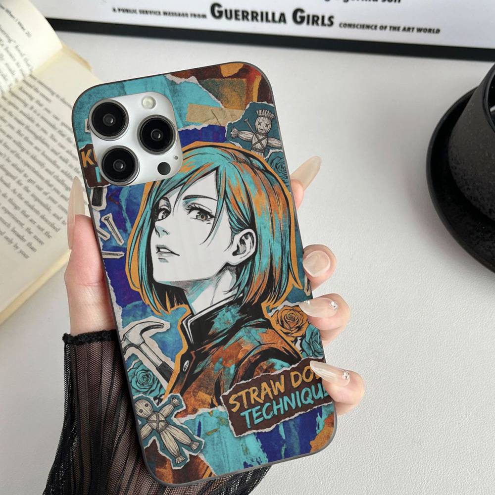 Übernatürliches Anime Jujutsu Kaisen Für Telefon 17 16 15 14 13 12 11 Pro Max Plus Pro Air Handyhülle Wellenförmige Streifen Rückseite
