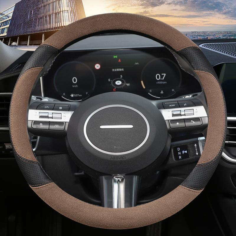Suede Cow Car Steering Wheel Cover For Hyundai Sonata 10th 11th -2025 Kona -2025 Tucson -2025 Auto Accessories