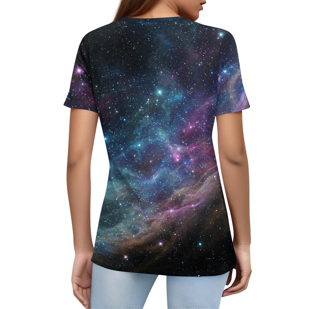 Women's T Shirt Print Button Short Sleeve Daily Weekend Fashion Basic V, Neck Regular Top