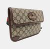 [Pre-Owned] Neo Vintage Series Gold Foil Logo Monogram Tiger Head Decorative Striped Shoulder Strap Canvas And Leather Messenger B - Excellent #VE3BWG