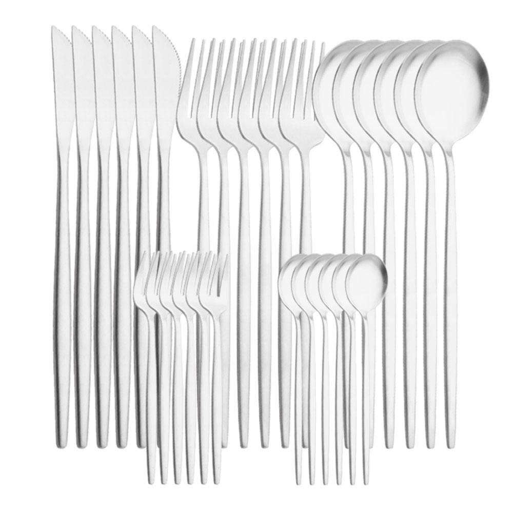 30 buc. Vesălă neagră mată Cuțit din oțel inoxidabil Furculiță pentru fructe Linguriță Veselă Set de tacâmuri Set de tacâmuri de bucătărie Serviciu pentru 6