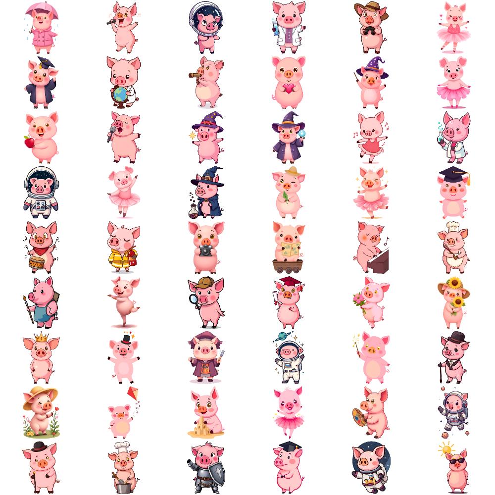 54 шт. Временные татуировки Одетые свинки Временные наклейки-татуировки Мультяшные свинки Мультяшные Для рук