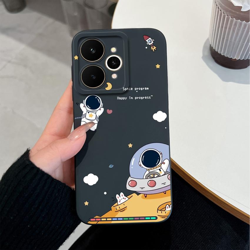 For Realme 15 C71 C73 C33 C35 Note 70 70T C21Y C25s 15T 15X Phone Covers Cute Moon Astronaut Patterns Liquid Silicone Dustproof Shell For Realme Cases