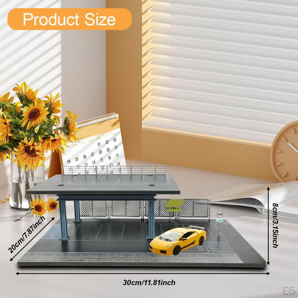 1/64 Parking Lot Diorama Miniature Scenery Model Photo Prop Collectible Gift Decorative Ornament