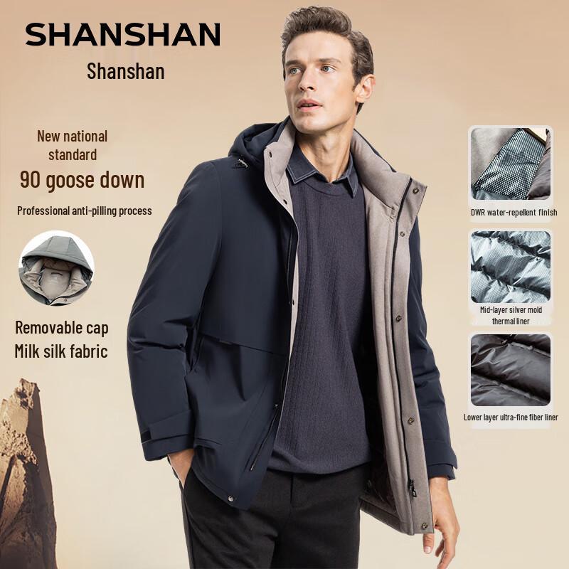 Shanshan Men's Removable Hood Goose Down Jacket