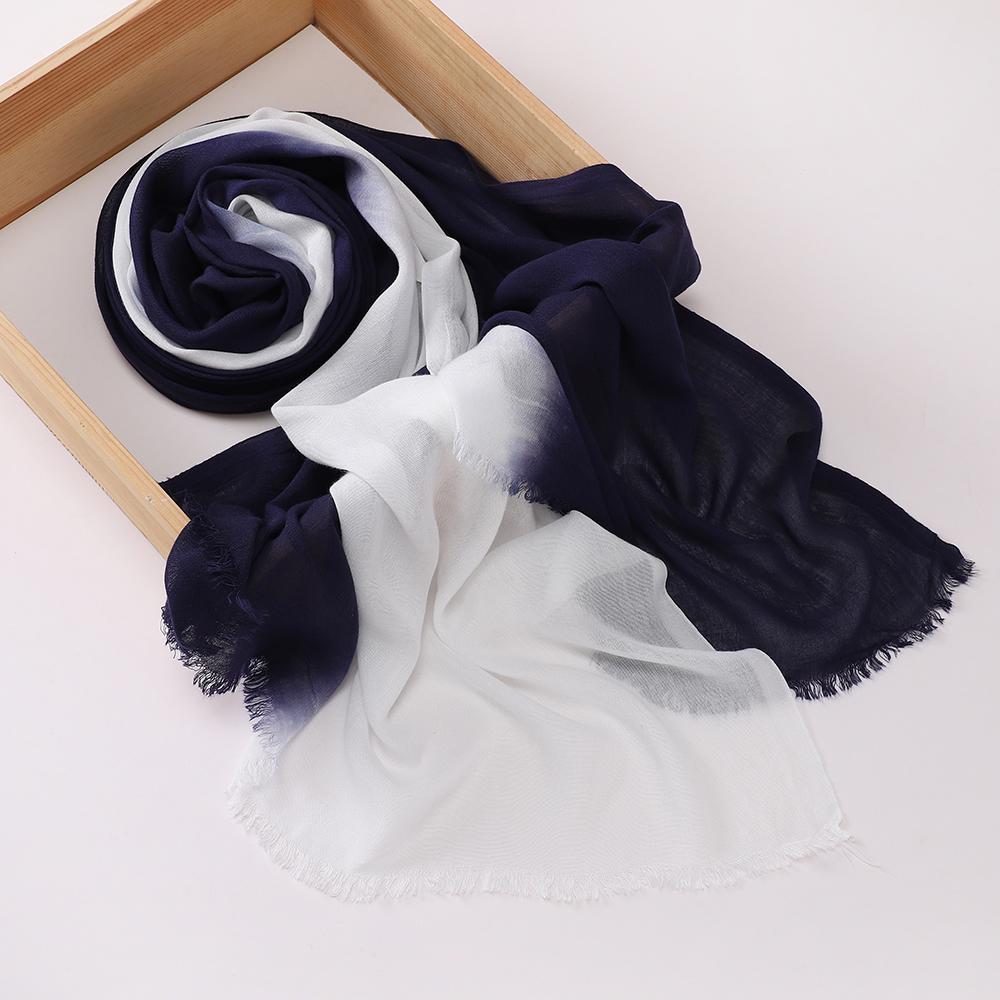 New Two Color Hijabs Gradient Scarf Muslim Shawl Wrap Islamic Women Headscarf Long Shawls Arabic Female Foulard