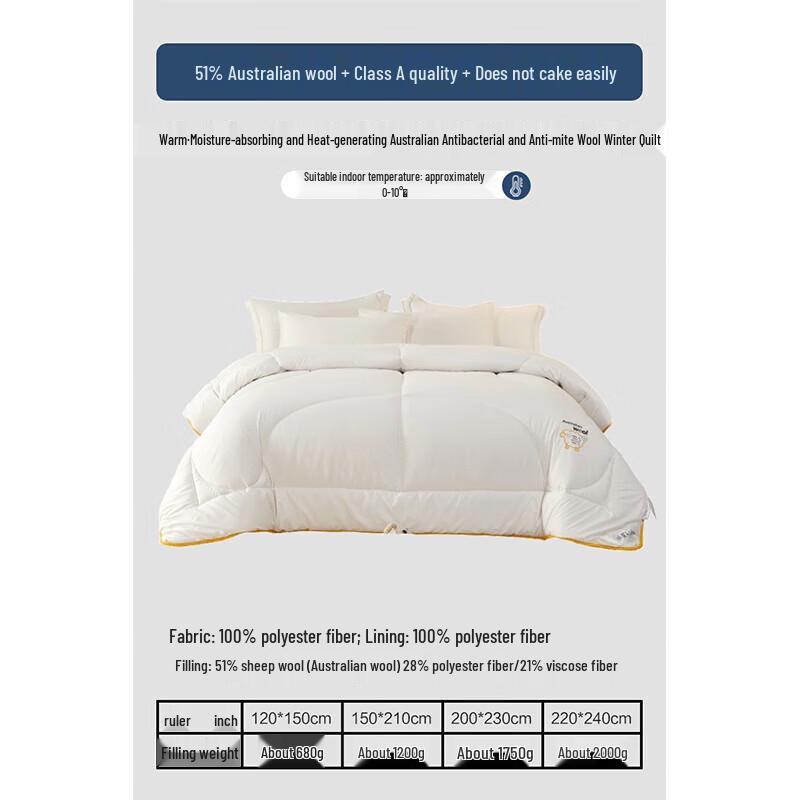 Mercury Home Textiles Thickened Antibacterial Australian Wool Quilt