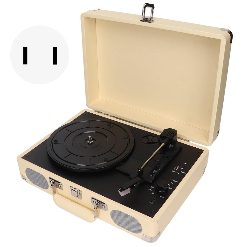 Stereo Record Portable Bluetooth Record Player 3 Speeds for Beginners Player, 100‑240V 150HZ-20KHZ (US Plug)