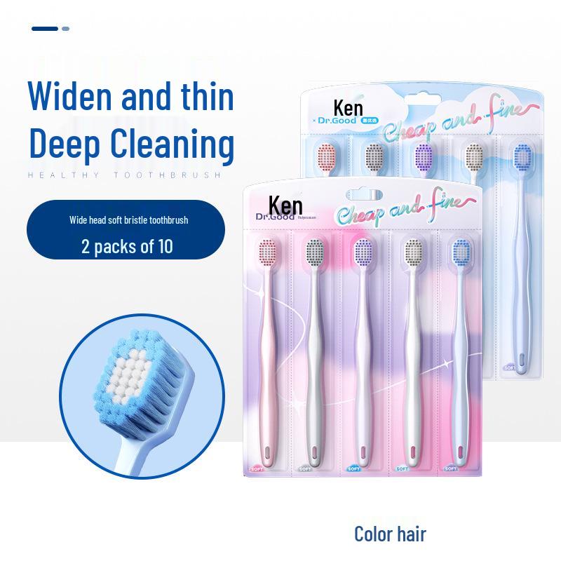 Pakiet Rodzinny Kent: 5 Miękkich Szczoteczek do Zębów dla Dzieci z Szerokimi Główkami dla Dorosłych - Odpowiednie dla Mężczyzn, Kobiet i Par