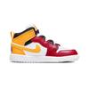 Air Jordan 1 Slip Resistant Cushioning Abrasion Resistant Mid Top Basketball Shoes Red Yellow Kids' DJ6251-067