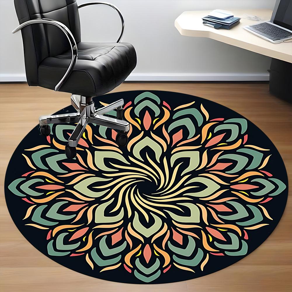 1PC Mandala Pattern Chair Carpet for Office Non-Slip, Lightweight, Machine Washable Rug for Office, Sleeping, Room - Holiday Decoryy251009025