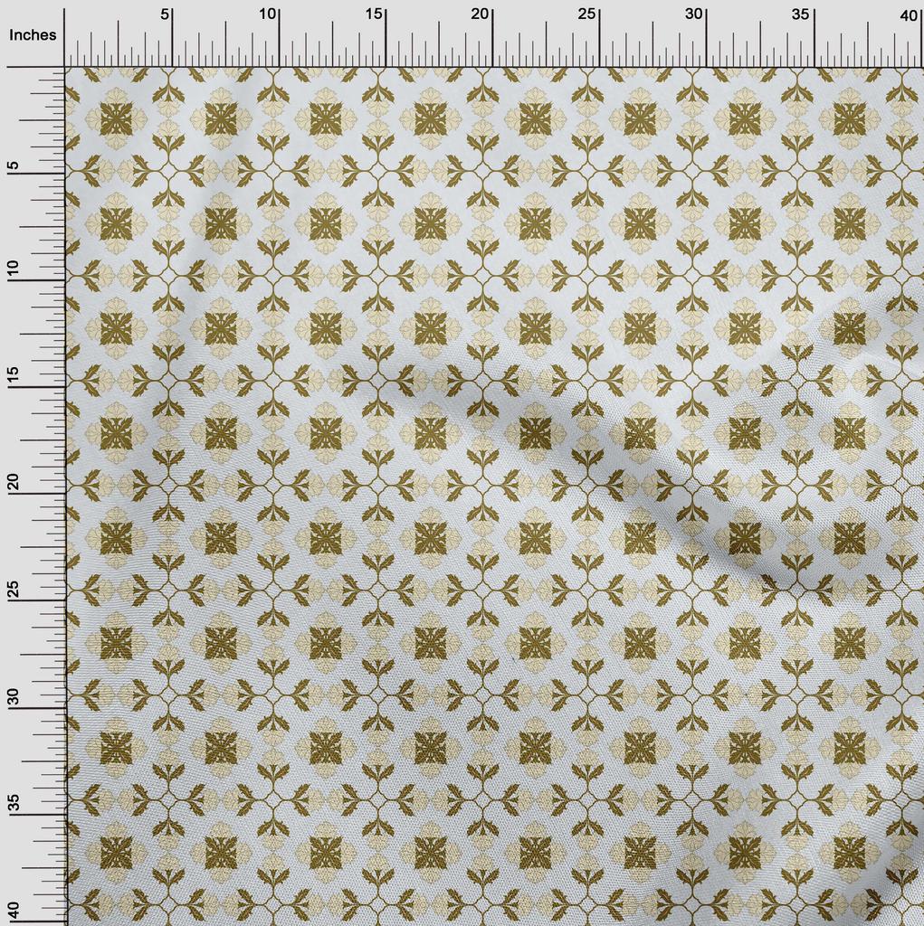 oneOone Cotton Flex Dark Olive Green Fabric Asian Block Floral Sewing Craft Projects Fabric Prints By Yard 40 Inch