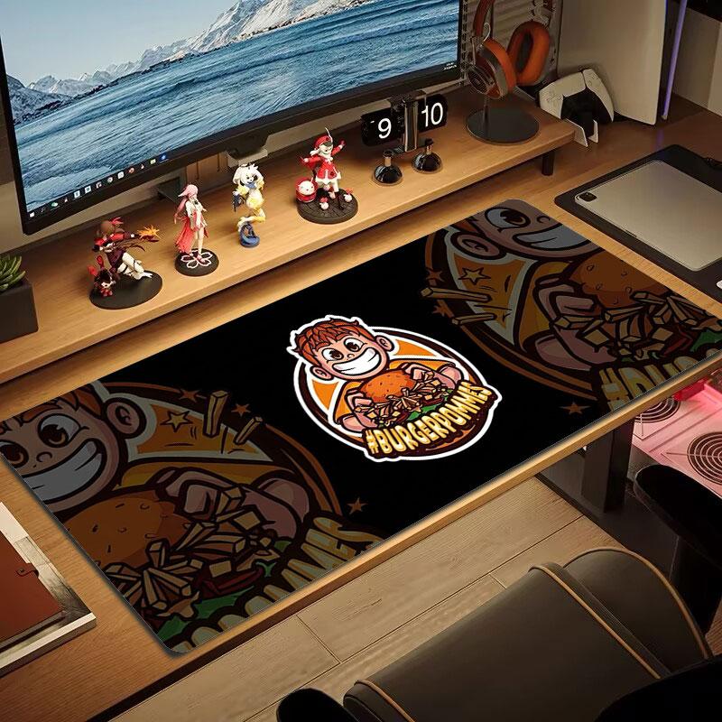 Burger Fries Fun Large Size Mouse Pad Large Gaming Table Cushion Nonslip Laptop Tablet Big Mousepad Xxl Mat Mini Pc Playmat With Lock Edge