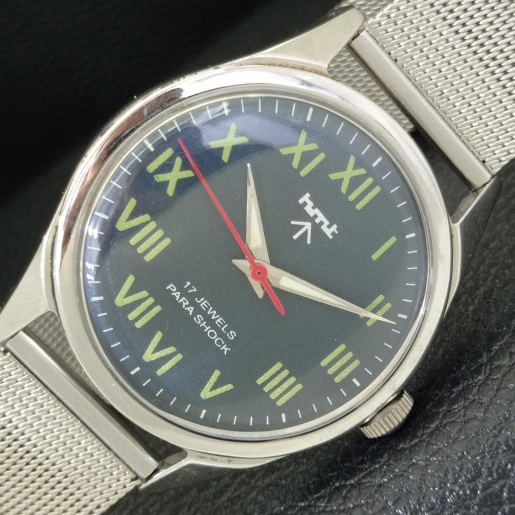 

HMT HAND-WINDING INDIAN MENS VINTAGE ROMAN FIGURE BLUE DIAL WATCH a702859-1 R211-a702859