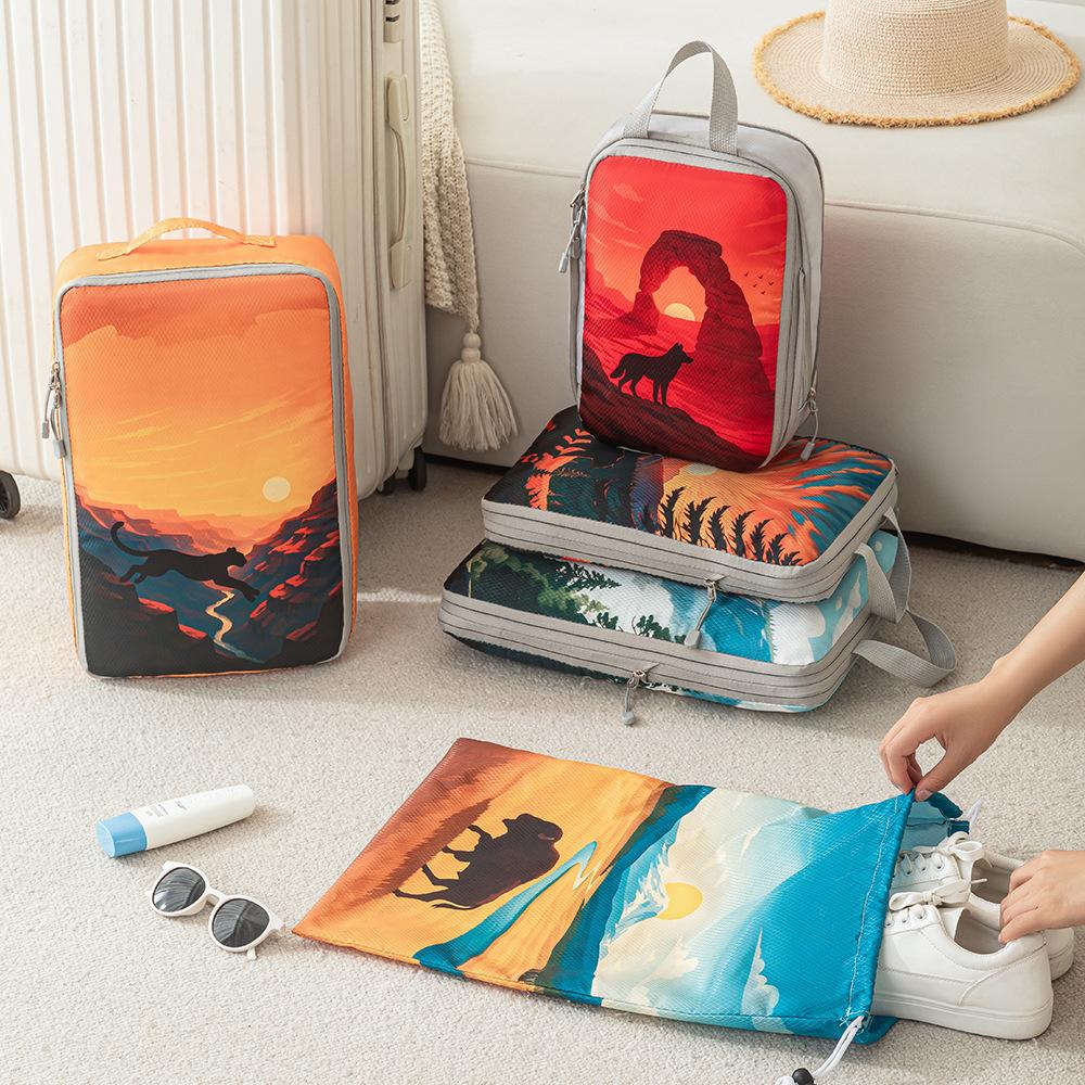 New Printed Compression Storage Bag5Portable Travel Clothes and Shoes Storage Bag Waterproof Luggage Organizer